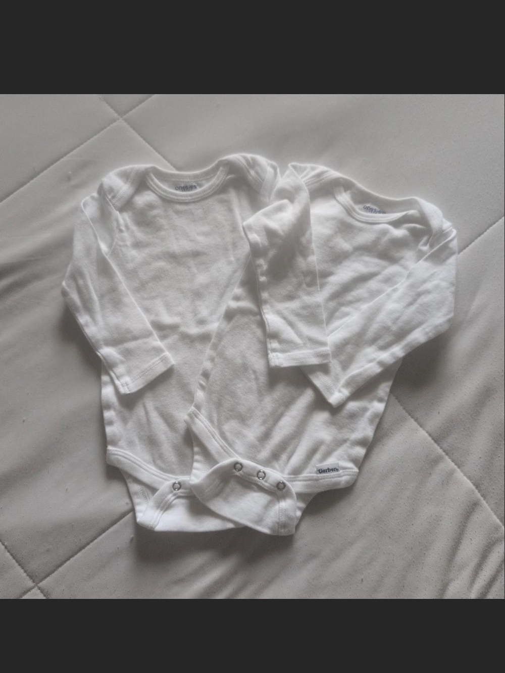 Gerber White Long-Sleeve Baby One-Pieces - Set of 2